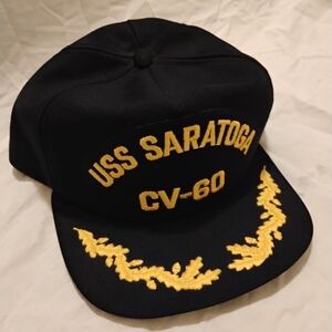 VINTAGE US Navy Hat Mens USS SARATOGA CV-60 U.S Navy Snapback Cap Blue USA